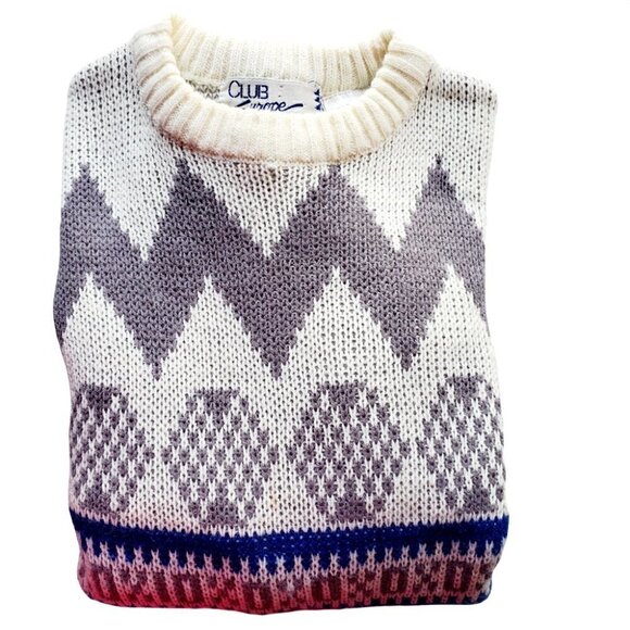 VINTAGE Weekend Aztec White Fleece Retro Coastal Sweater. Size Large - Picture 7 of 7